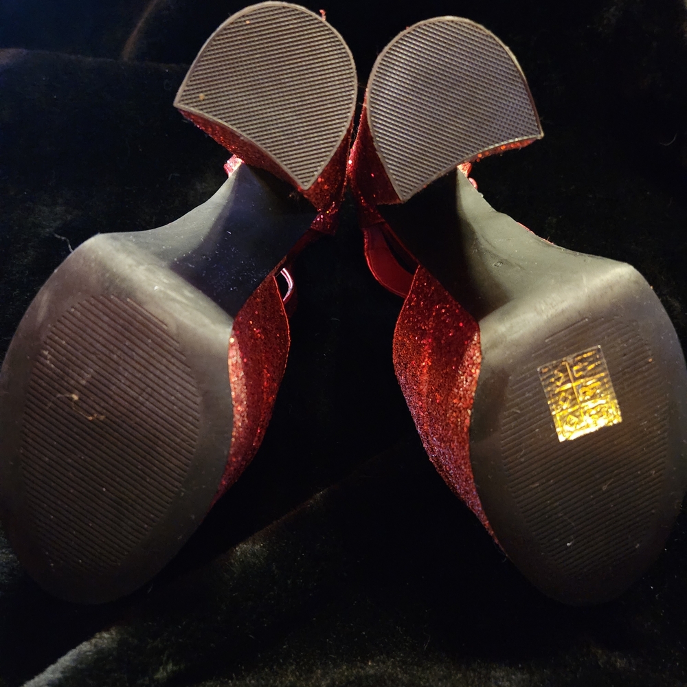Dolls Kill Ruby Shine Red Glitter Platform Heels … - image 4